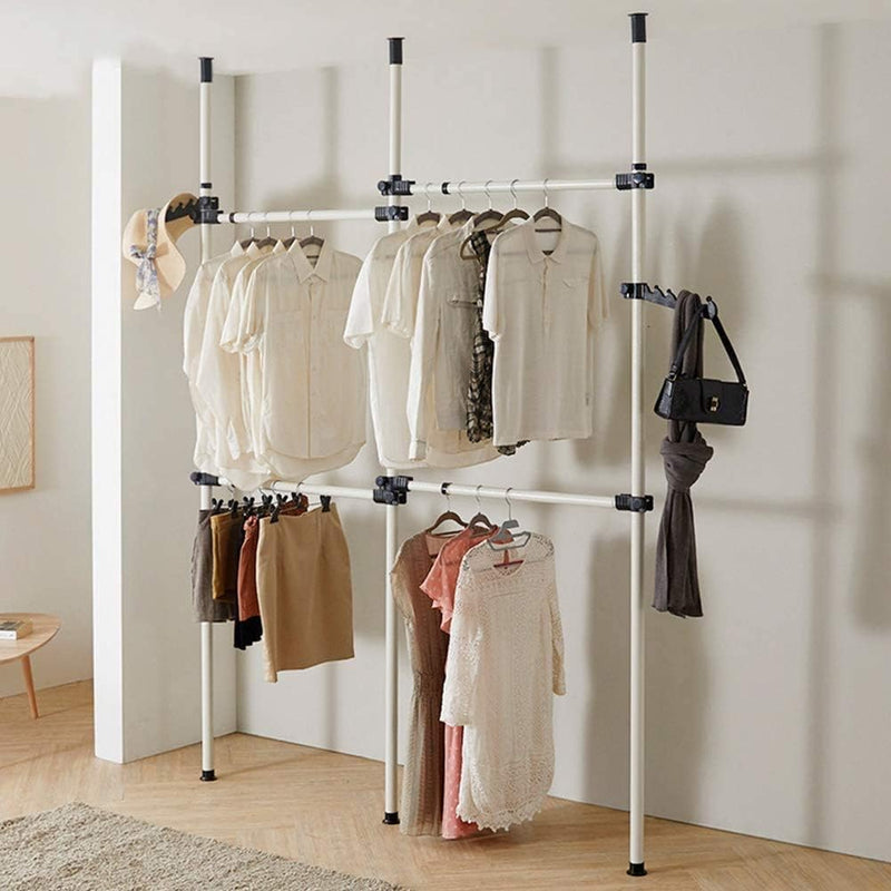 Telescopic Clothes Rack 3 Poles 4 Bars