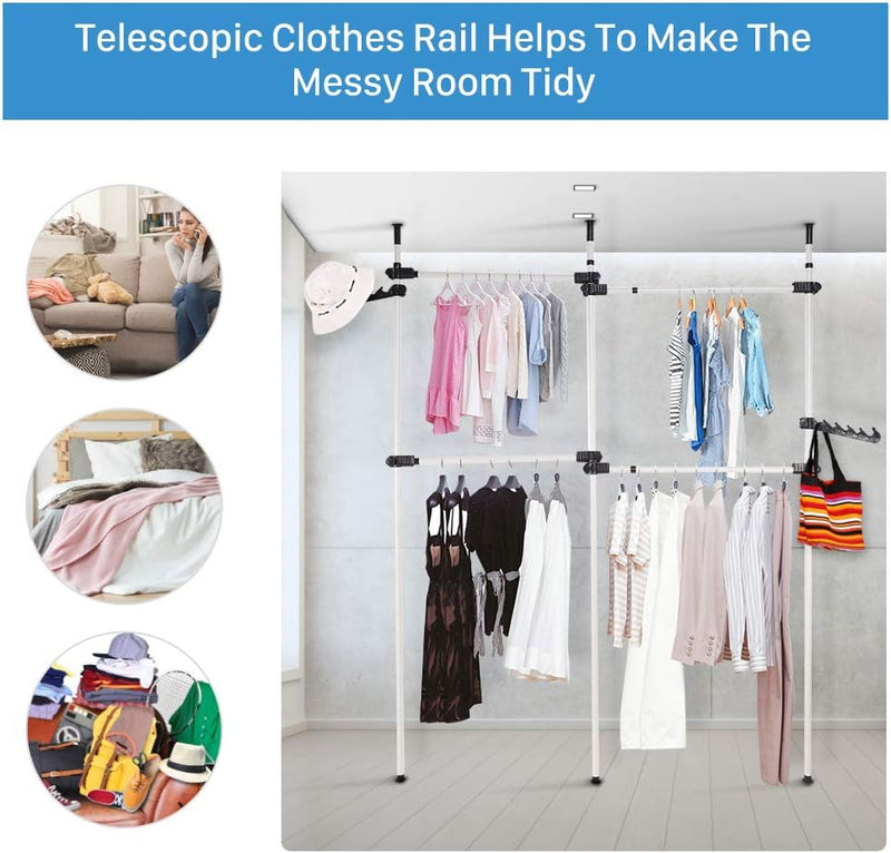 Telescopic Clothes Rack 3 Poles 4 Bars