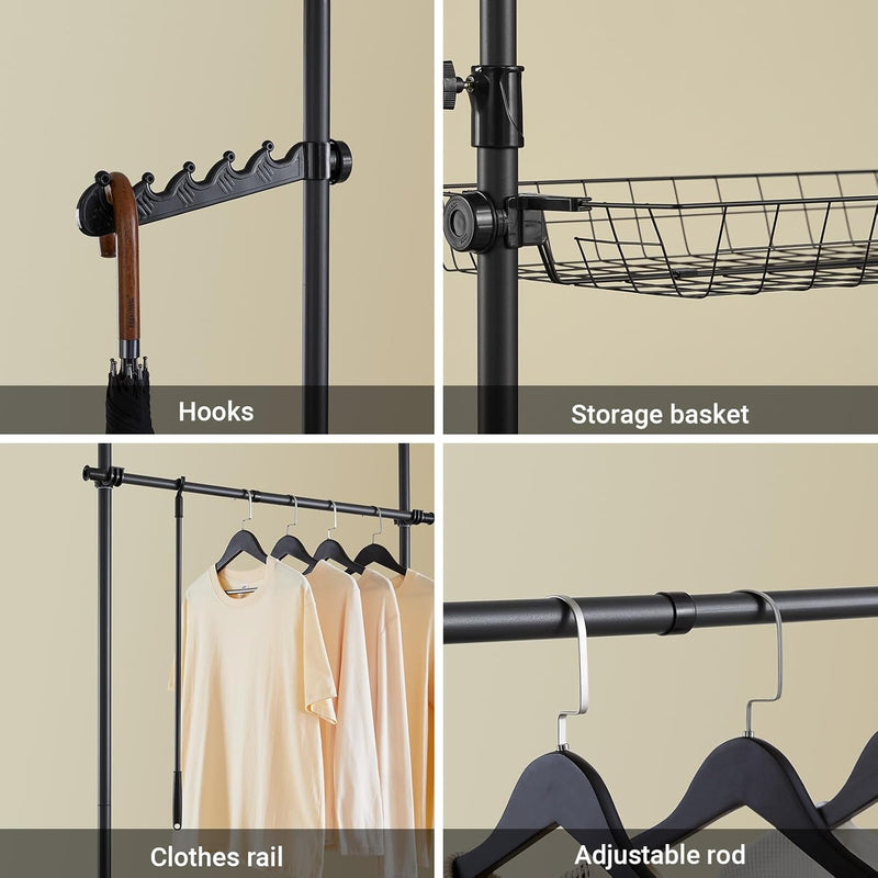 Telescopic Clothes Rail with Adjustable L-Shaped Or One-Line
