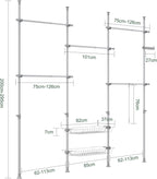 Telescopic Clothes Rail with Adjustable L-Shaped Or One-Line