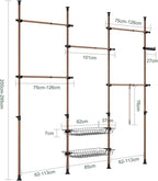 Telescopic Clothes Rail with Adjustable L-Shaped Or One-Line