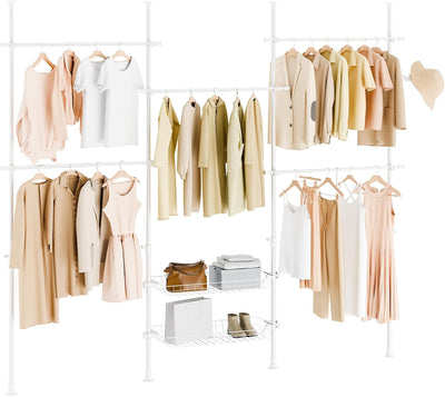 Telescopic Clothes Rail with Adjustable L-Shaped Or One-Line