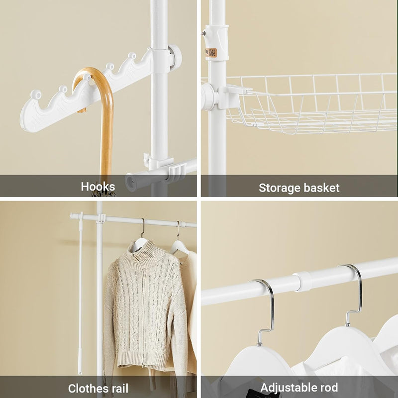 Telescopic Clothes Rail with Adjustable L-Shaped Or One-Line