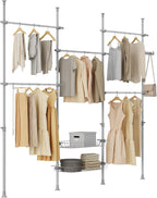 Telescopic Clothes Rail with Adjustable L-Shaped Or One-Line
