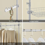 Telescopic Clothes Rail with Adjustable L-Shaped Or One-Line