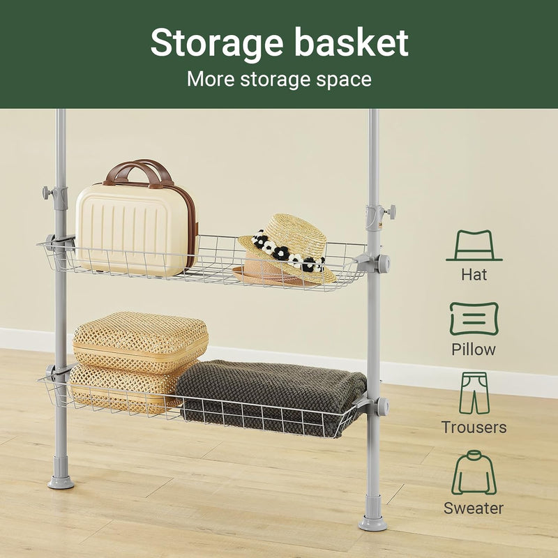 Telescopic Clothes Rail with Adjustable L-Shaped Or One-Line