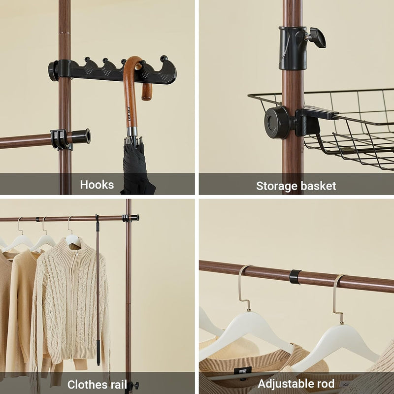 Telescopic Clothes Rail with Adjustable L-Shaped Or One-Line