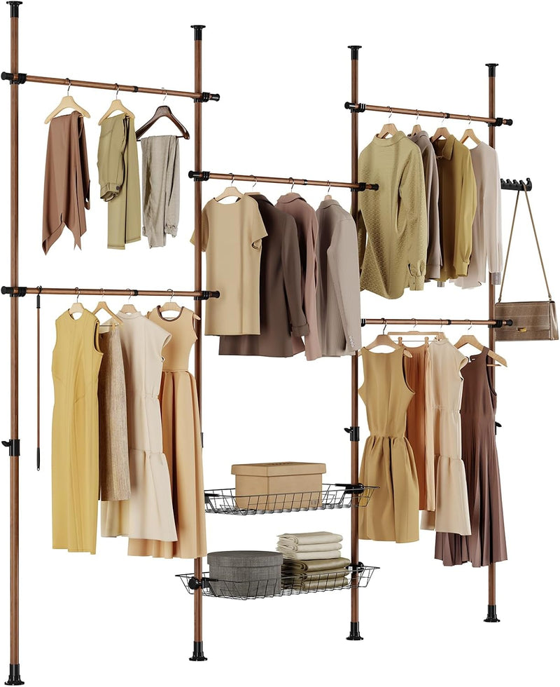 Telescopic Clothes Rail with Adjustable L-Shaped Or One-Line