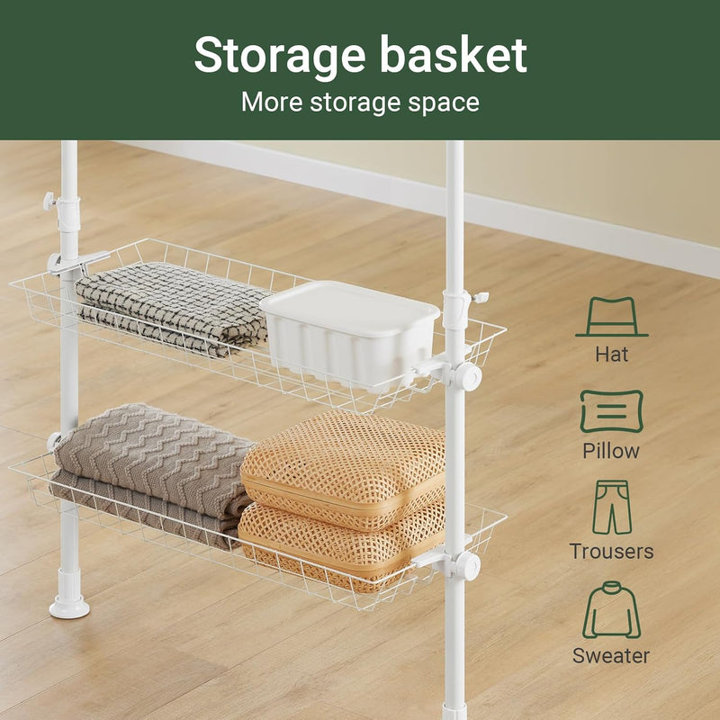 Telescopic Clothes Rail with Adjustable L-Shaped Or One-Line