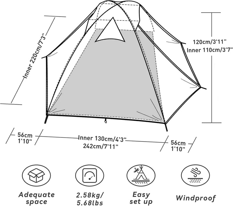 Tent 2-4 Man for Camping