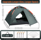Tent 3 Man Instant Pop Up Waterproof Three