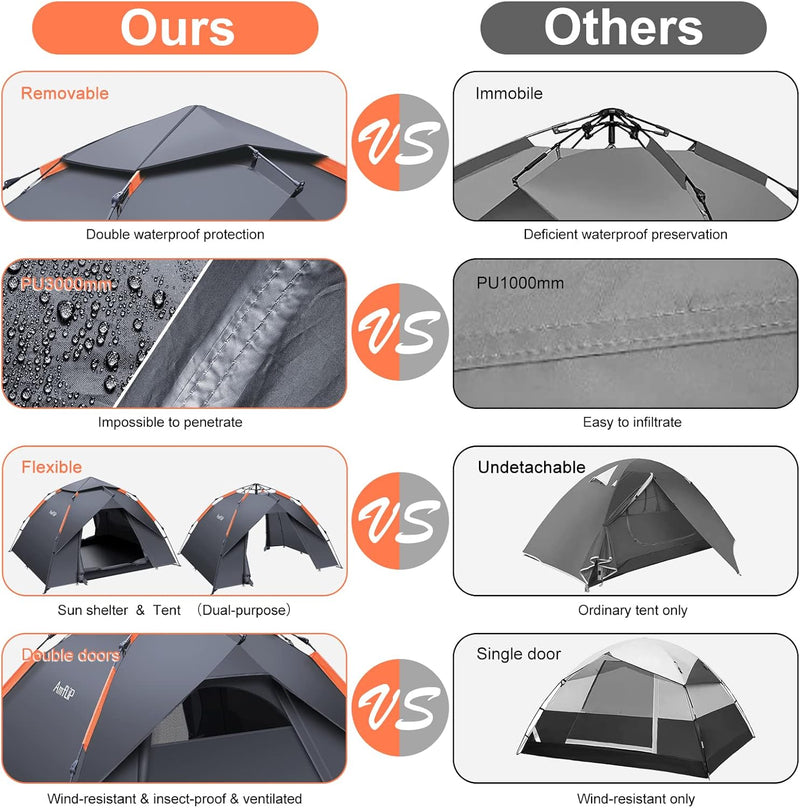 Camping Tent Automatic 3 Man Person Instant Pop