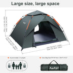 Tent Automatic 3 Man Person Instant Pop Up