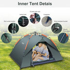 Tent Automatic 3 Man Person Instant Pop Up