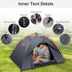 Tent Automatic 3 Man Person Instant Pop Up