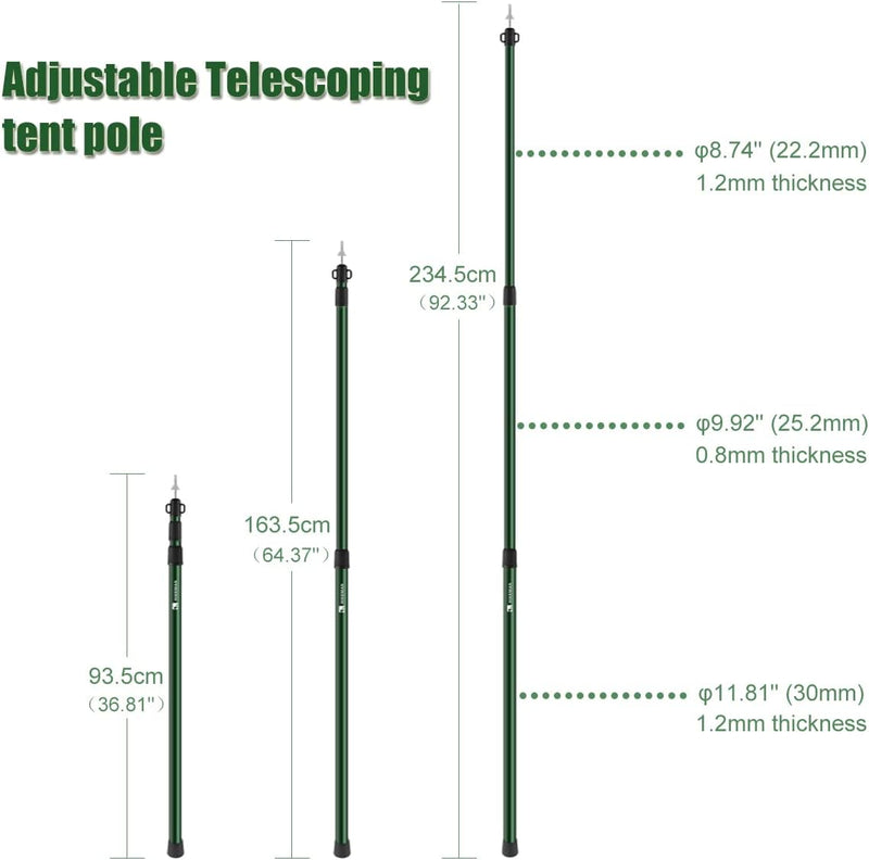 Tent Poles Camping for Tarp Awning Canopy Porch