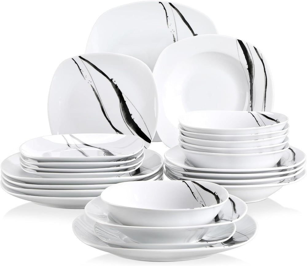 teresa' 24-Piece Dinner Set Lines Pattern Combination Sets