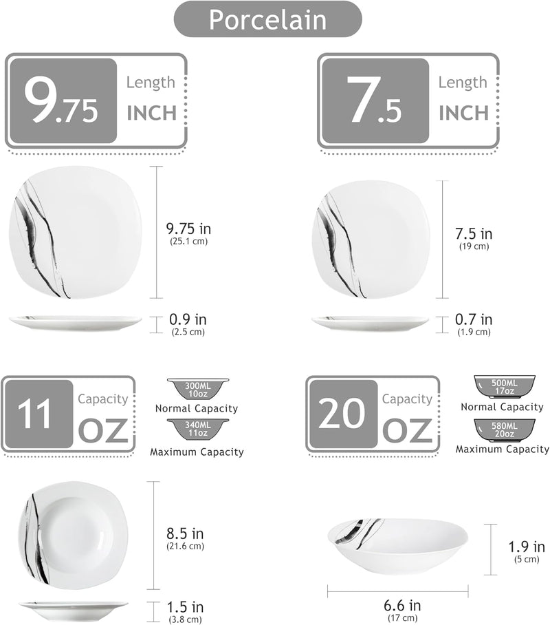 teresa' 24-Piece Dinner Set Lines Pattern Combination Sets