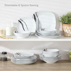 teresa' 24-Piece Dinner Set Lines Pattern Combination Sets