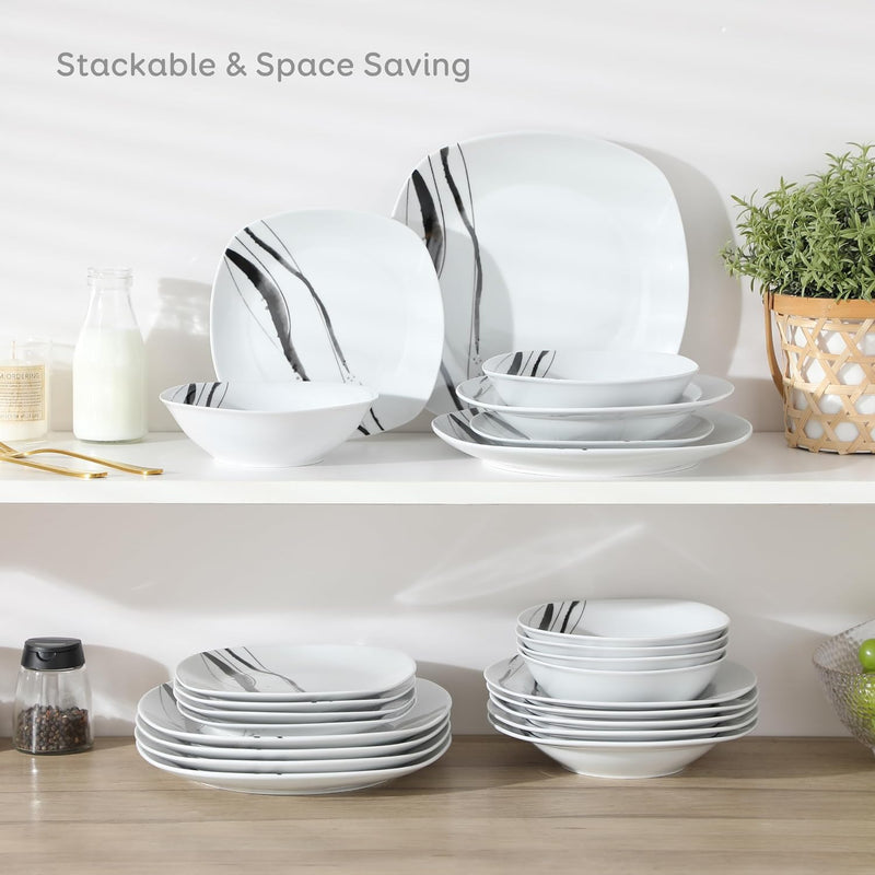 teresa' 24-Piece Dinner Set Lines Pattern Combination Sets