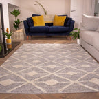 Textured Trellis Striped Rug Large Diamond Aztec Plush