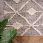Textured Trellis Striped Rug Large Diamond Aztec Plush