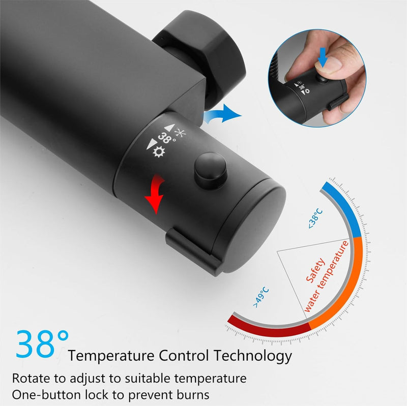 Thermostat Shower Set with Overhead Thermostatic Mixer
