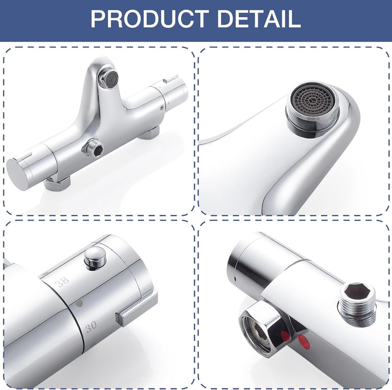 Thermostatic Bath Shower Mixer Tap Deck Mounted Bar