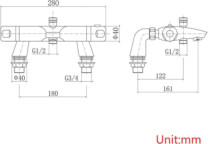 Thermostatic Bath Shower Mixer Tap Deck Mounted Taps