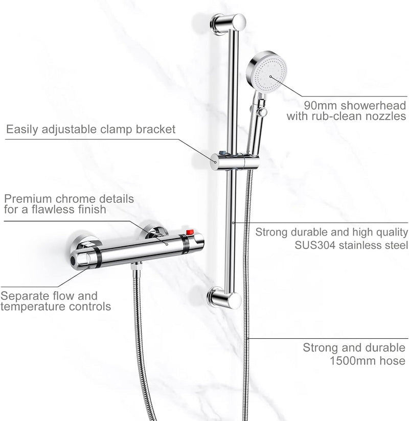 Thermostatic Bath Shower Mixer Tap Deck Mounted Taps