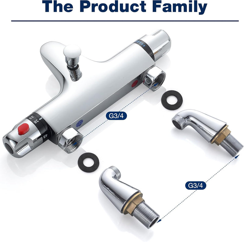 Thermostatic Bath Shower Mixer Tap Deck Mounted Taps