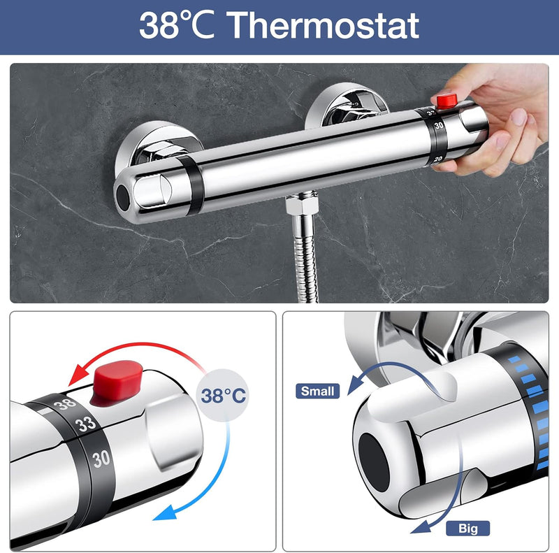Thermostatic Bath Shower Mixer Tap Deck Mounted Taps