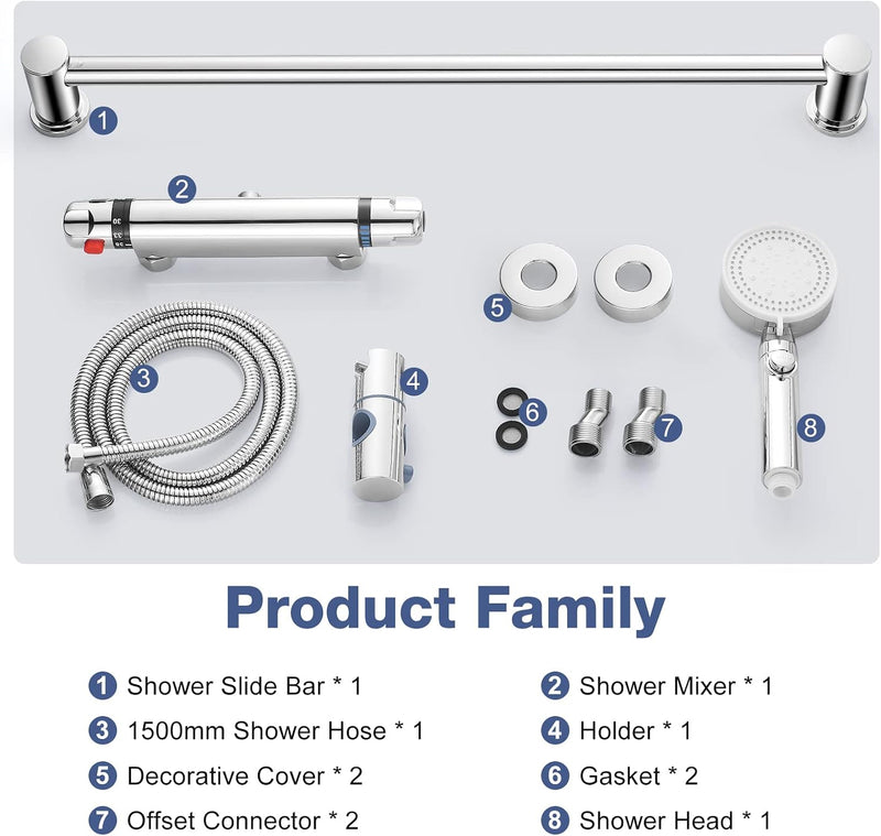 Thermostatic Bath Shower Mixer Tap Deck Mounted Taps