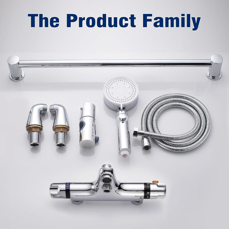 Thermostatic Bath Shower Mixer Tap with Riser Kit