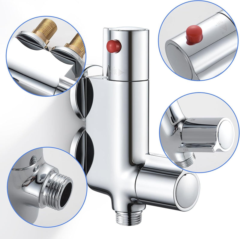 Thermostatic Bath Shower Mixer Tap with Riser Kit