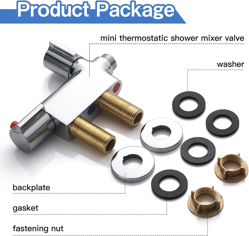 Thermostatic Bath Shower Mixer Tap with Riser Kit