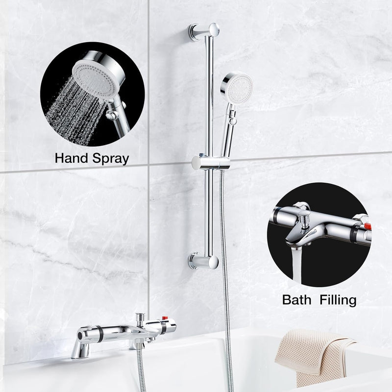 Thermostatic Bath Shower Mixer Tap with Riser Kit