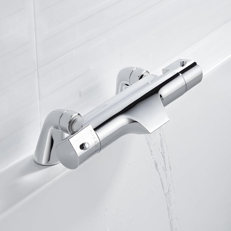 Thermostatic Bath Shower Mixer Waterfall Filler Deck Mounted