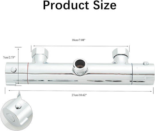Thermostatic Shower Mixer Bar 2 Outlet Wall Mounted