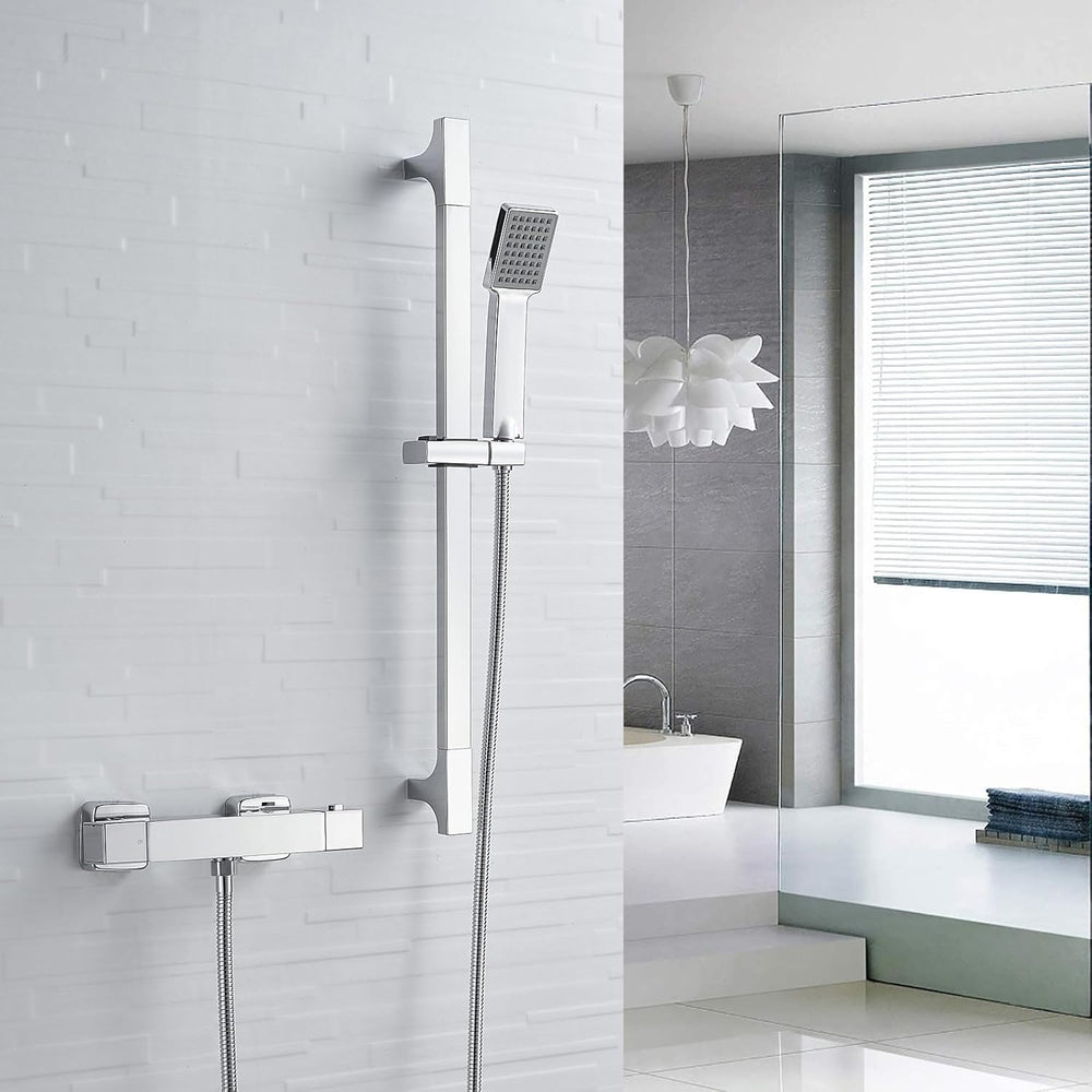 Thermostatic Shower Mixer Bar with Riser Kit Chrome