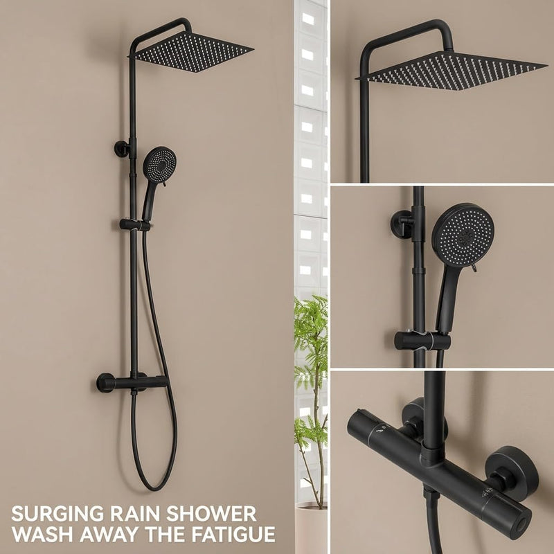 Thermostatic Shower Mixer Set 25CM Rainfall Head