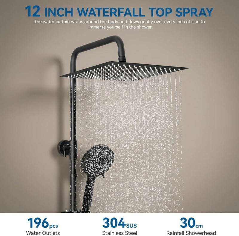 Thermostatic Shower Mixer Set 25CM Rainfall Head