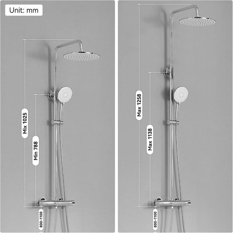Thermostatic Shower Mixer Set 25CM Rainfall Head