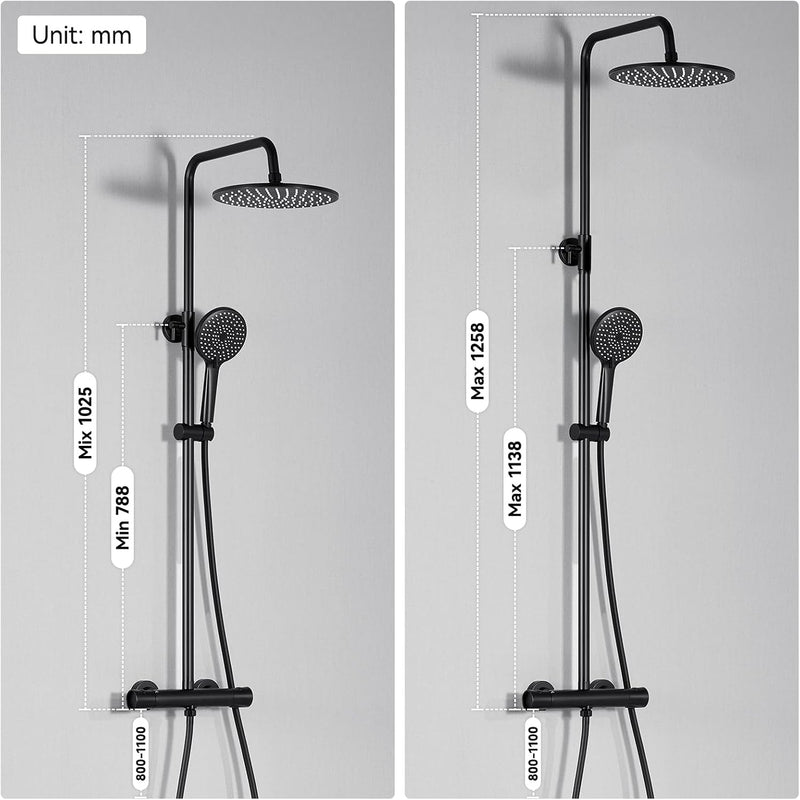 Thermostatic Shower Mixer Set 25CM Rainfall Head