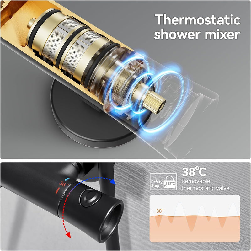 Thermostatic Shower Mixer Set 25CM Rainfall Head