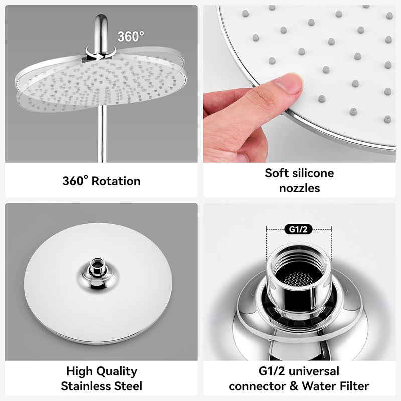 Thermostatic Shower Mixer Set 25CM Rainfall Head