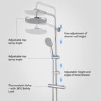 Thermostatic Shower Mixer Set 5 Jet Types Hand