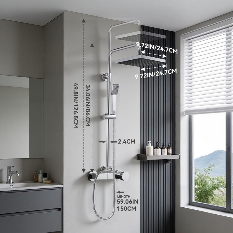 Thermostatic Shower Mixer Set 5 Jet Types Hand