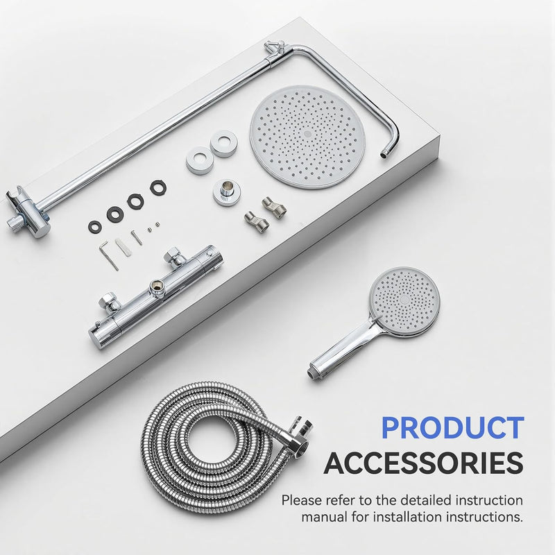 Thermostatic Shower Mixer Set 5 Jet Types Hand