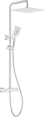 Thermostatic Shower Mixer Set Chrome 25CM Round Rainfall